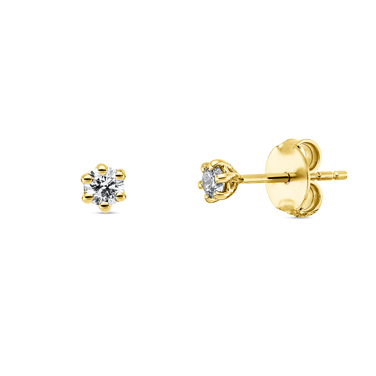 diamond full cut  solitaire studs in yellow gold