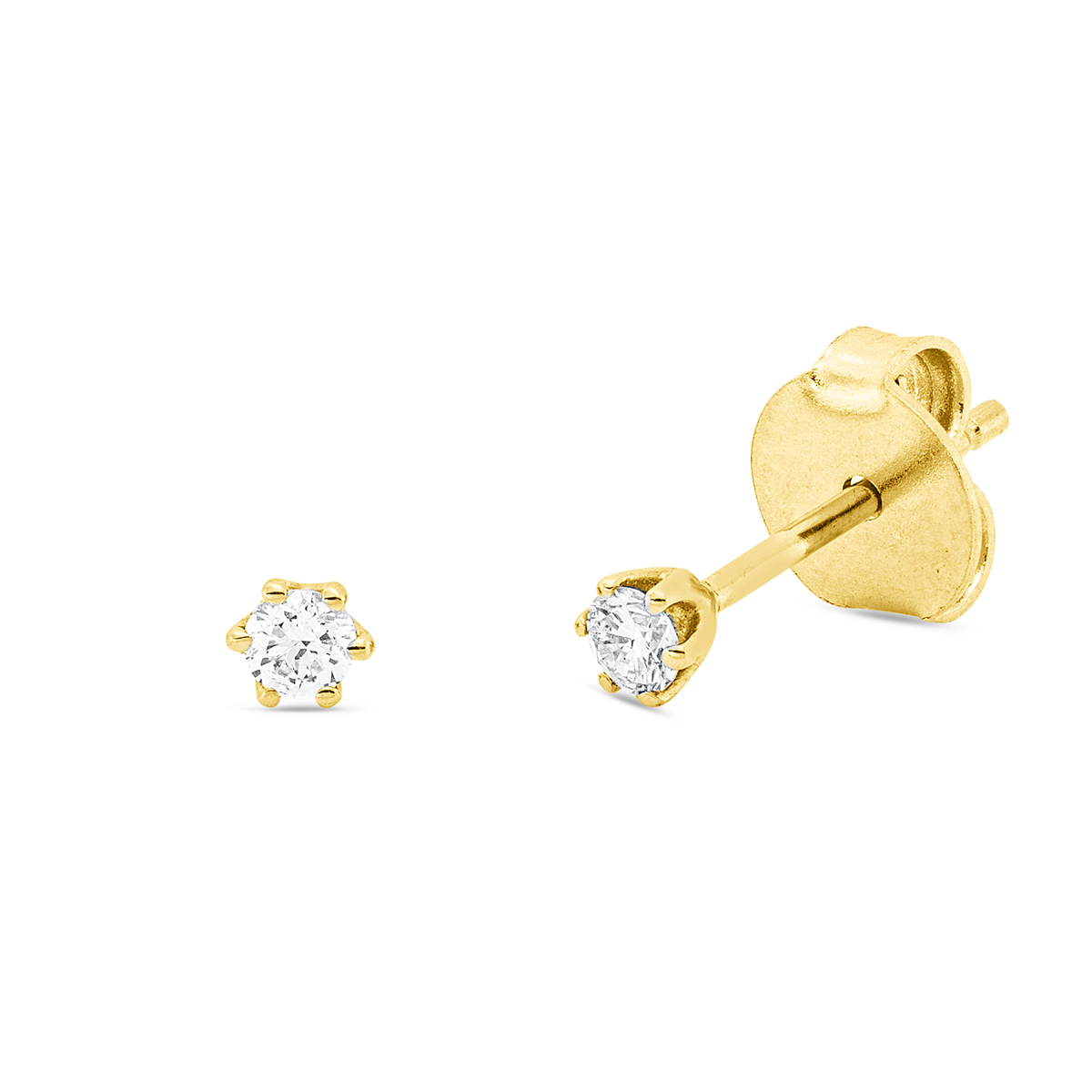 diamond full cut  solitaire studs in yellow gold