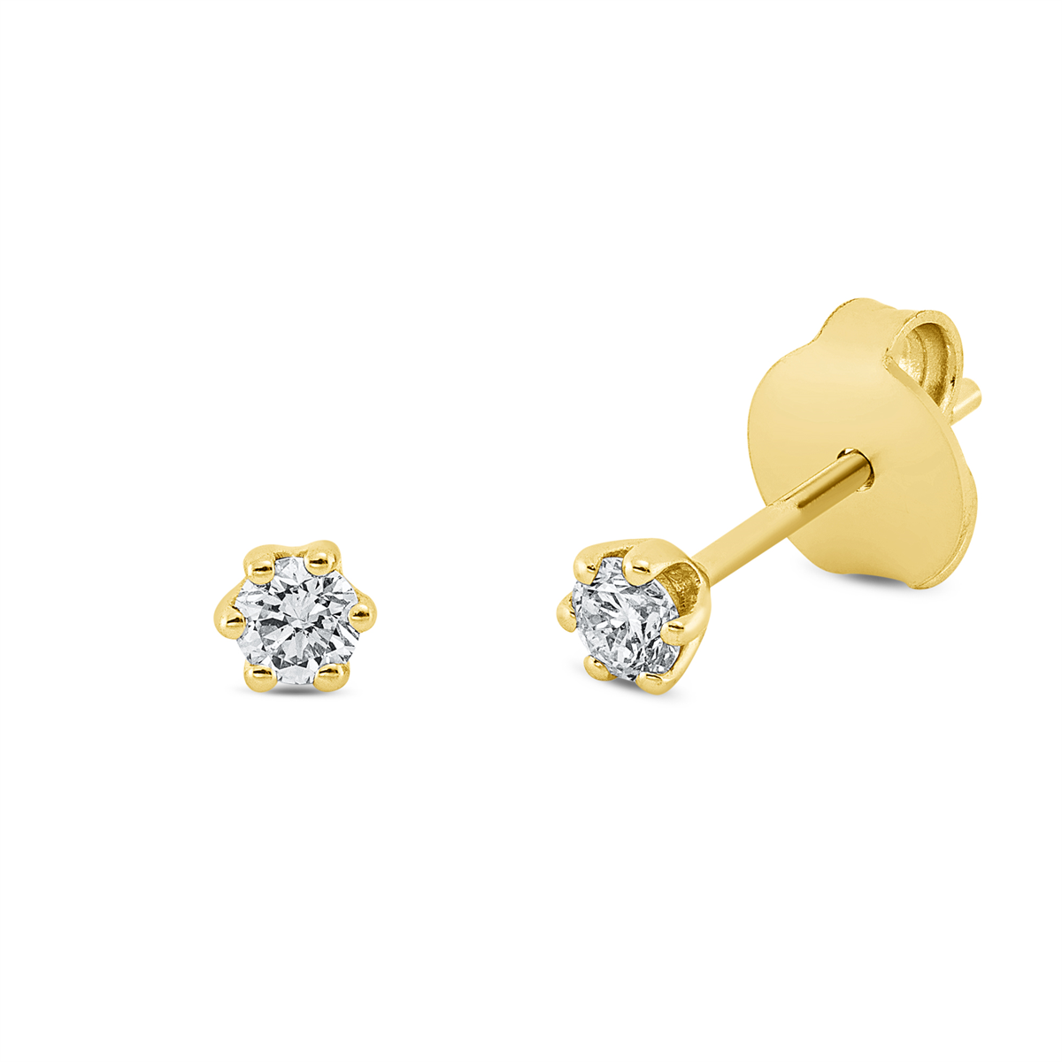 diamond full cut  solitaire studs in yellow gold