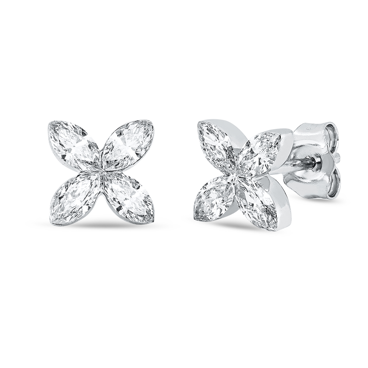 marquise  modern woman studs in white gold