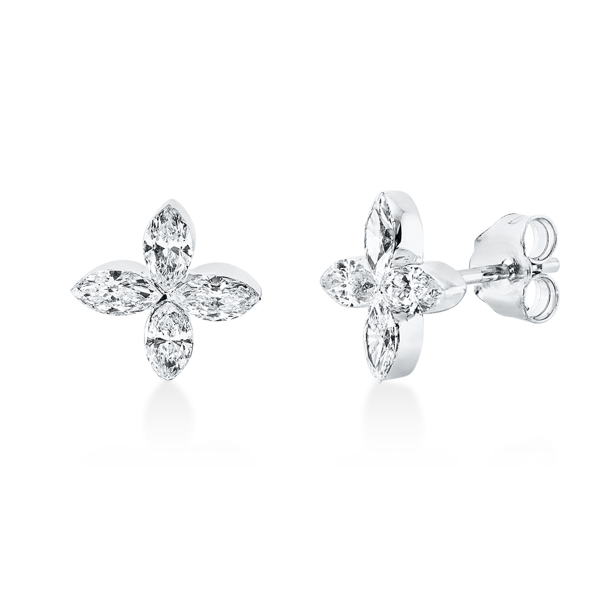 marquise  modern woman studs in white gold