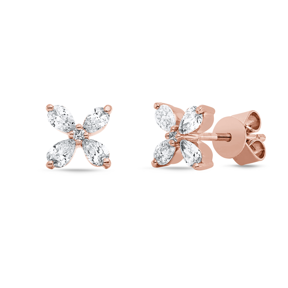 diamond full cut  modern woman studs in red gold