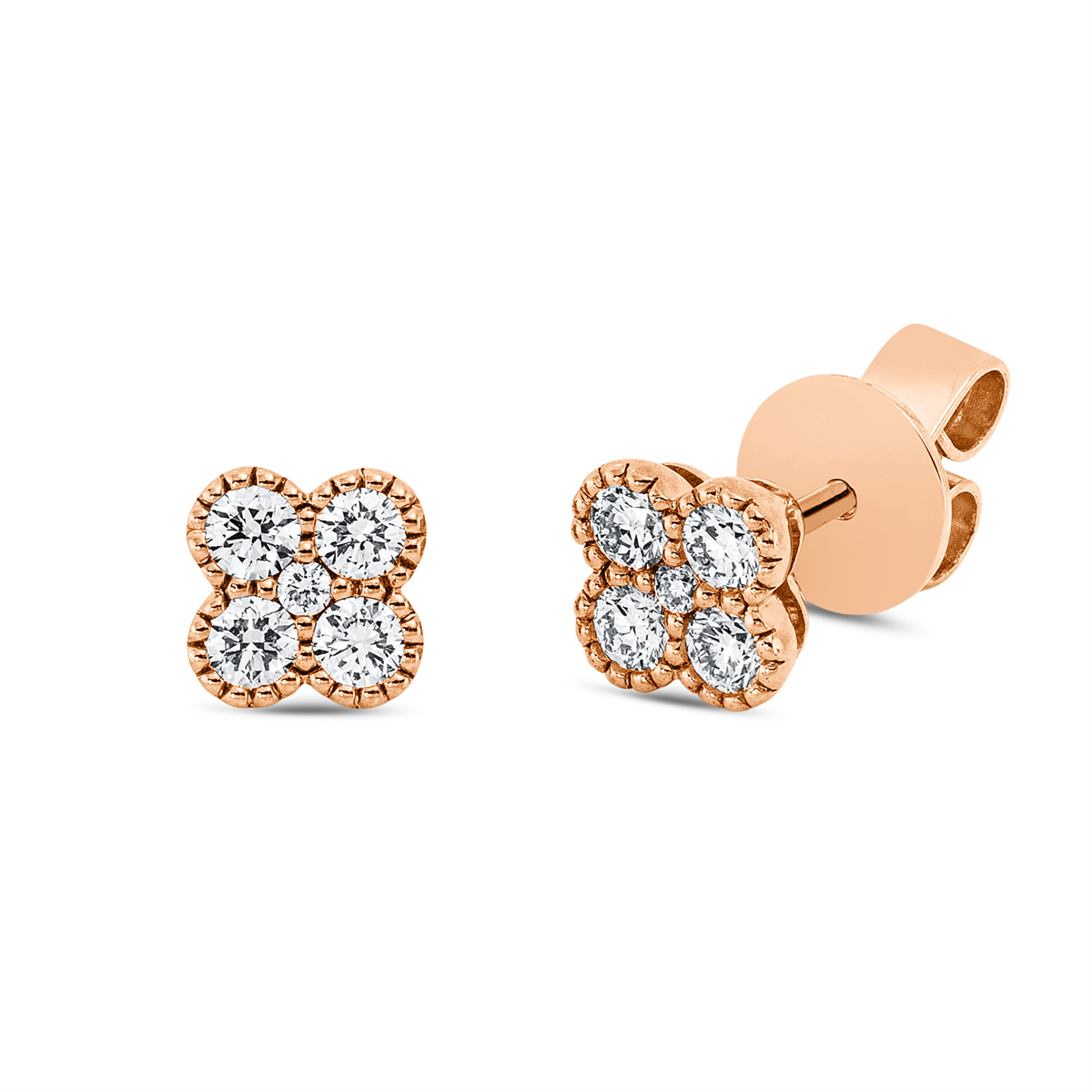 diamond full cut  illusion classic studs in red gold