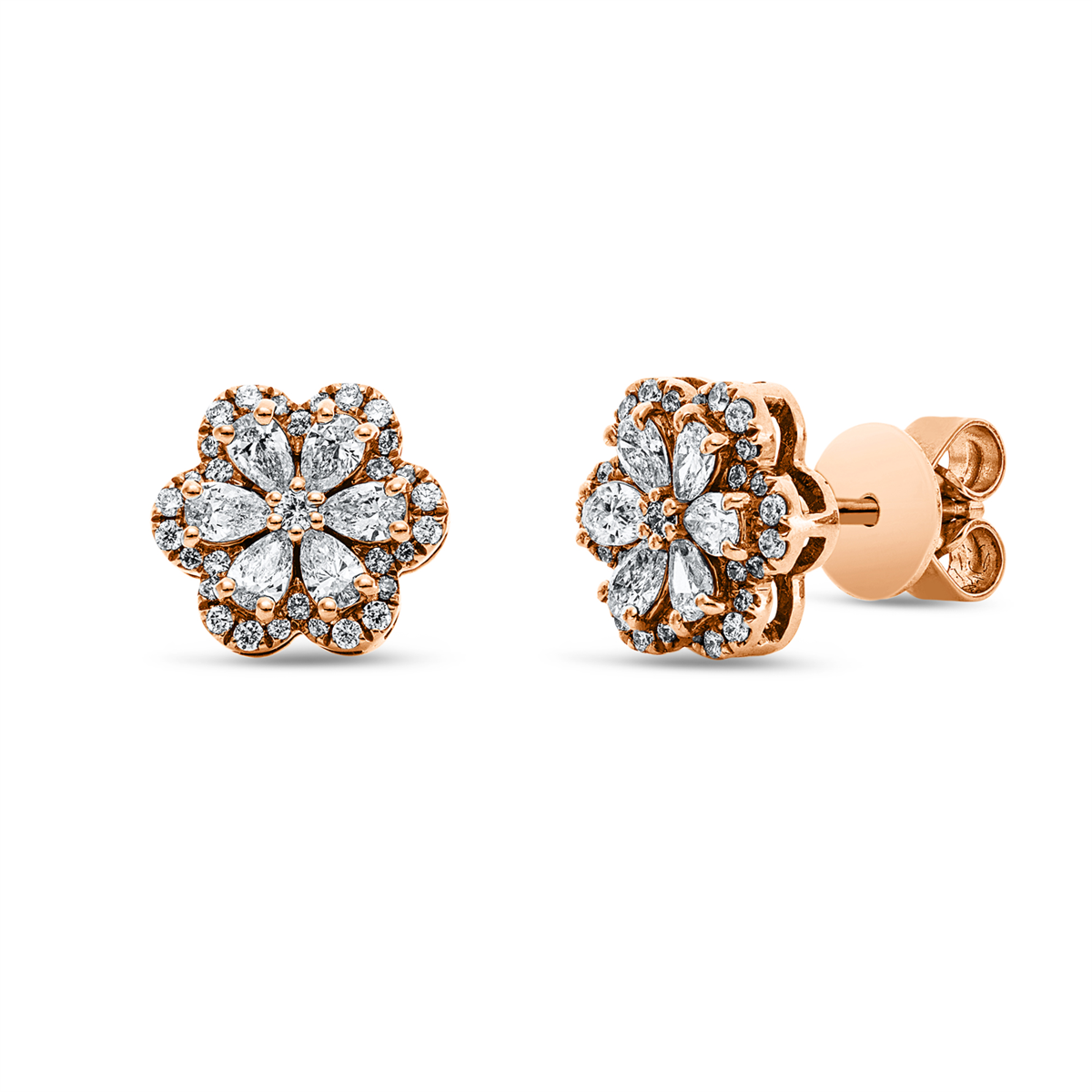 diamond full cut  illusion classic studs in red gold
