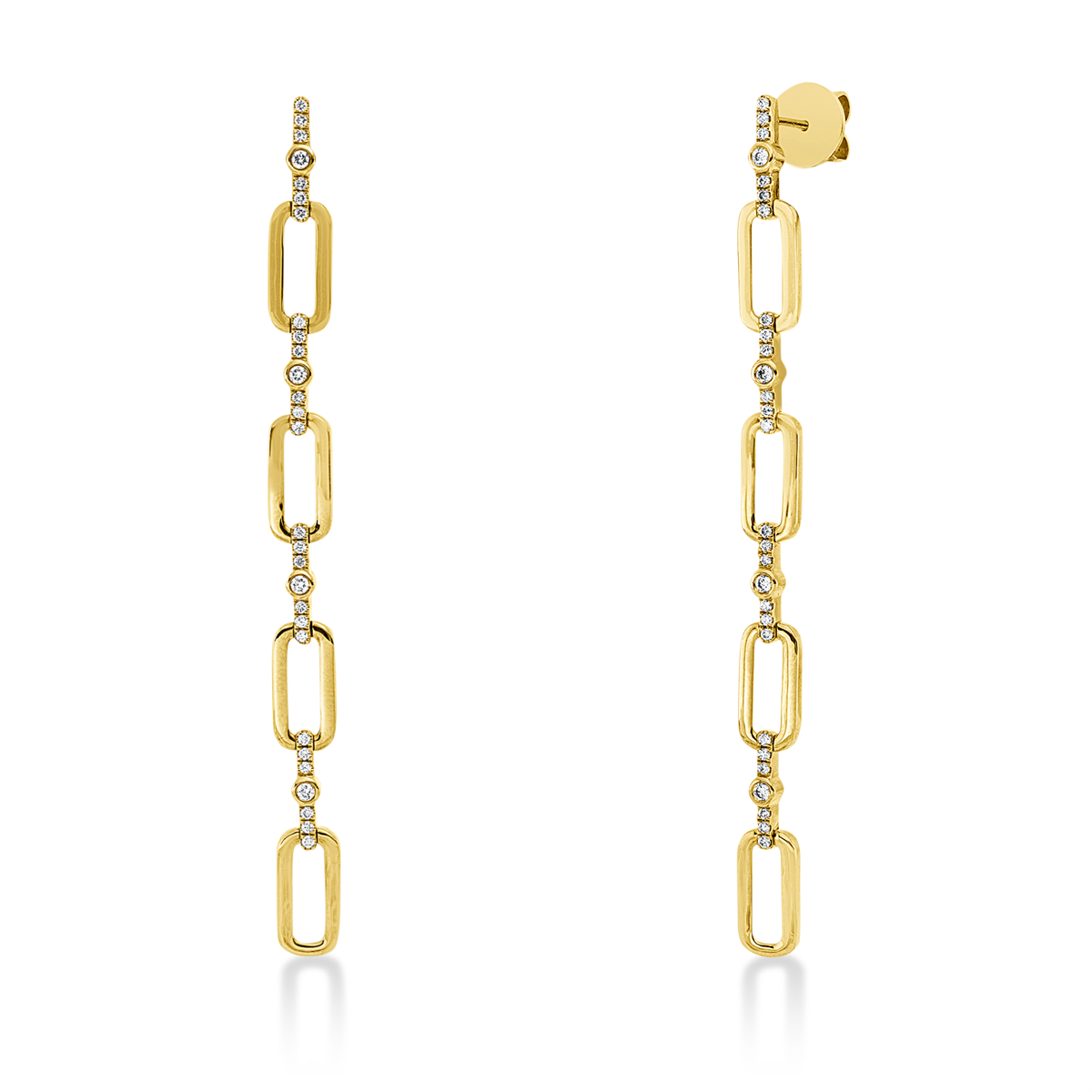 diamond full cut  modern woman earrings in yellow gold