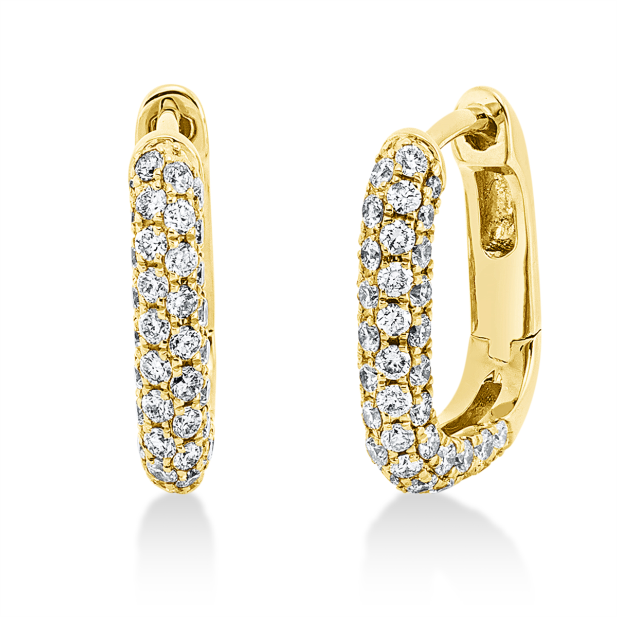 diamond full cut  pavé hoops & huggies in yellow gold