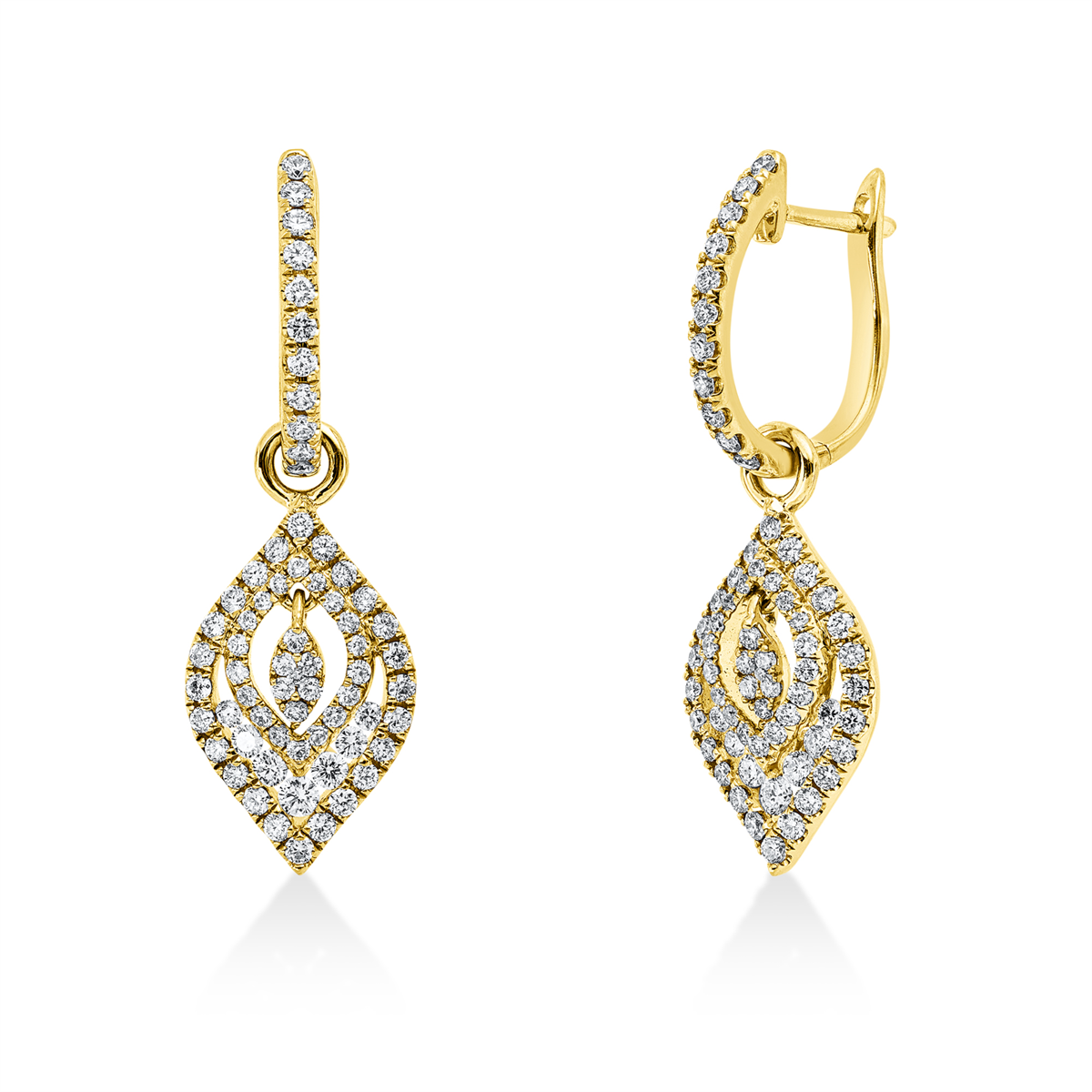 diamond full cut  modern woman earrings in yellow gold