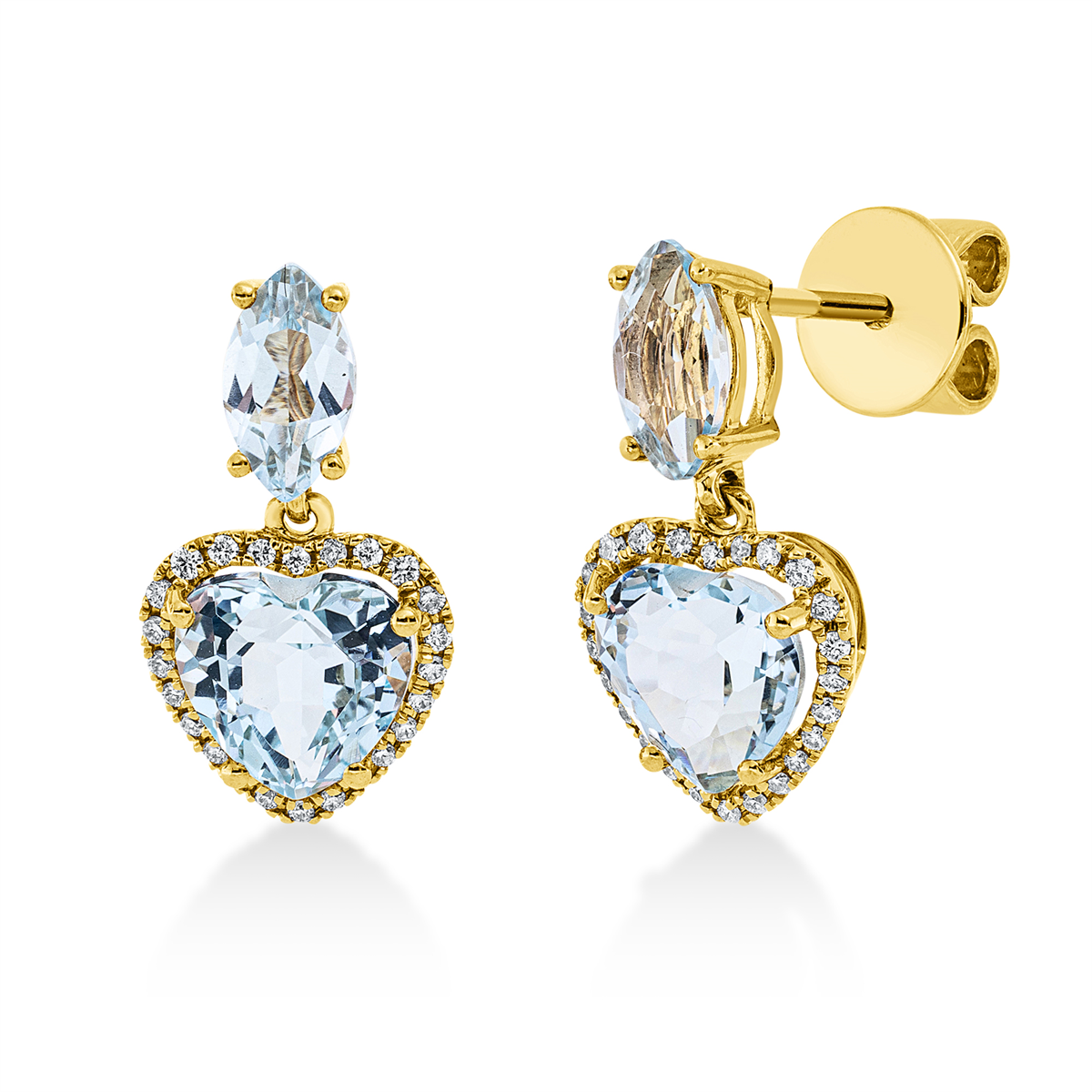 diamond full cut topaz colored stone fashion earrings in yellow gold