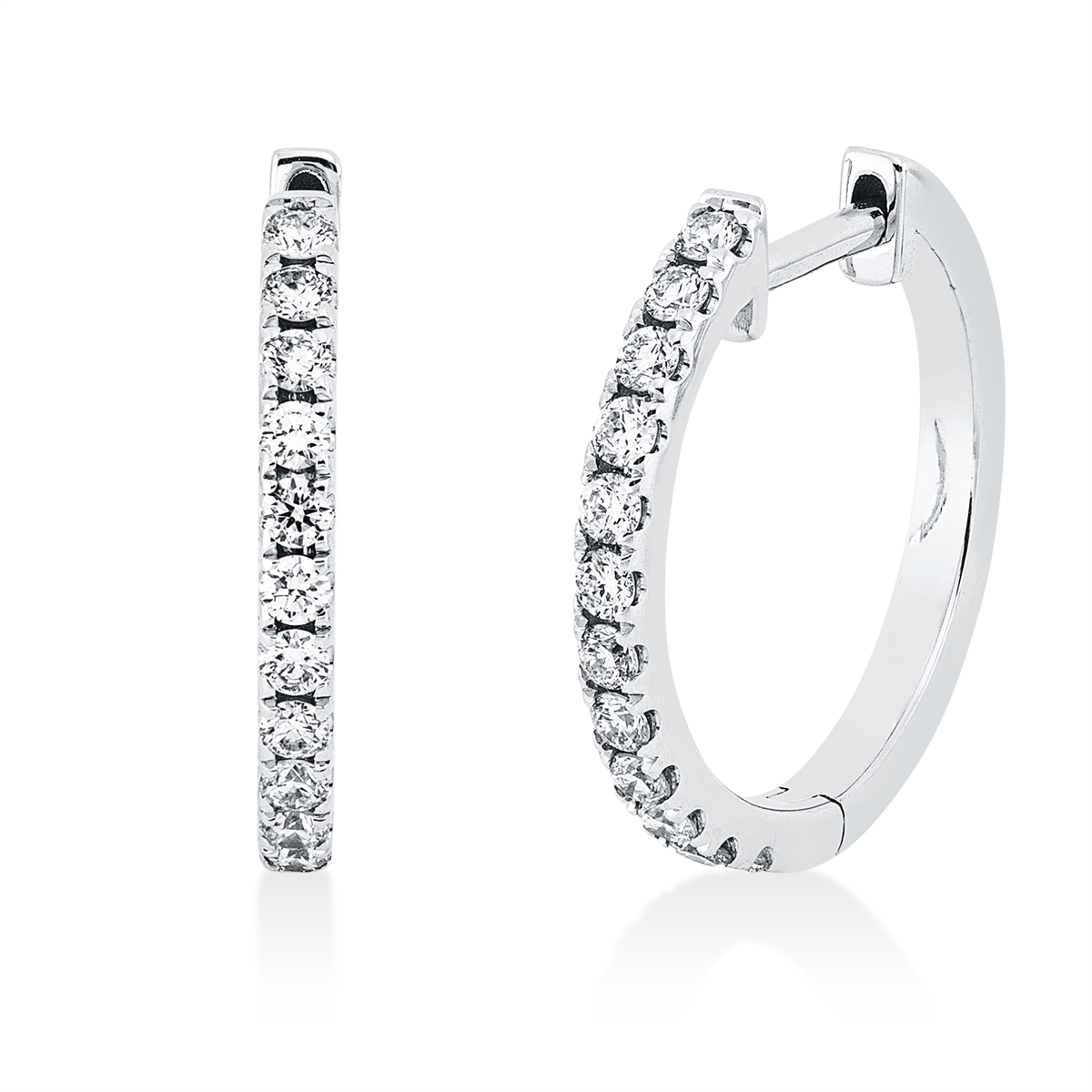 diamond full cut  modern woman hoops & huggies in white gold