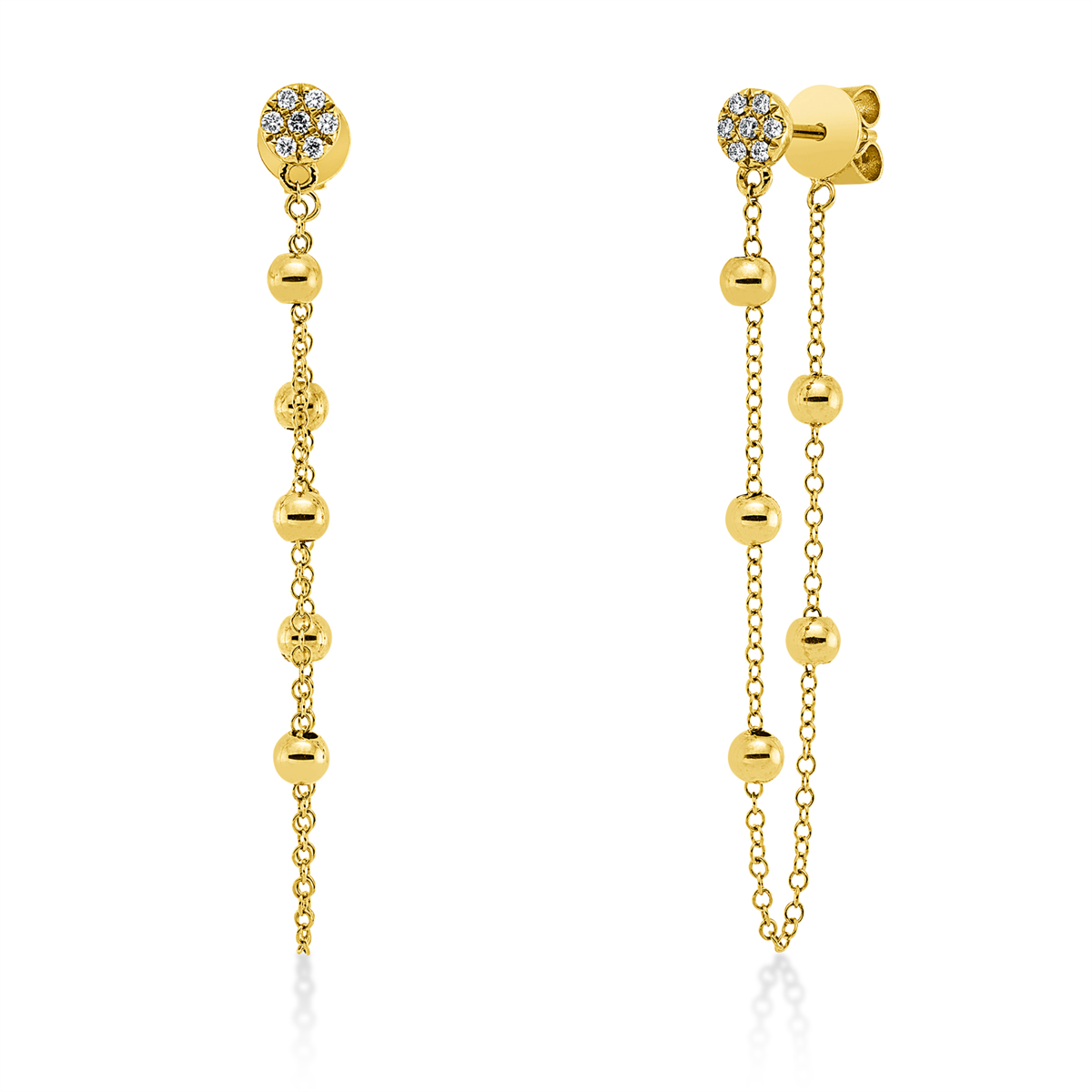 diamond full cut  modern woman earrings in yellow gold