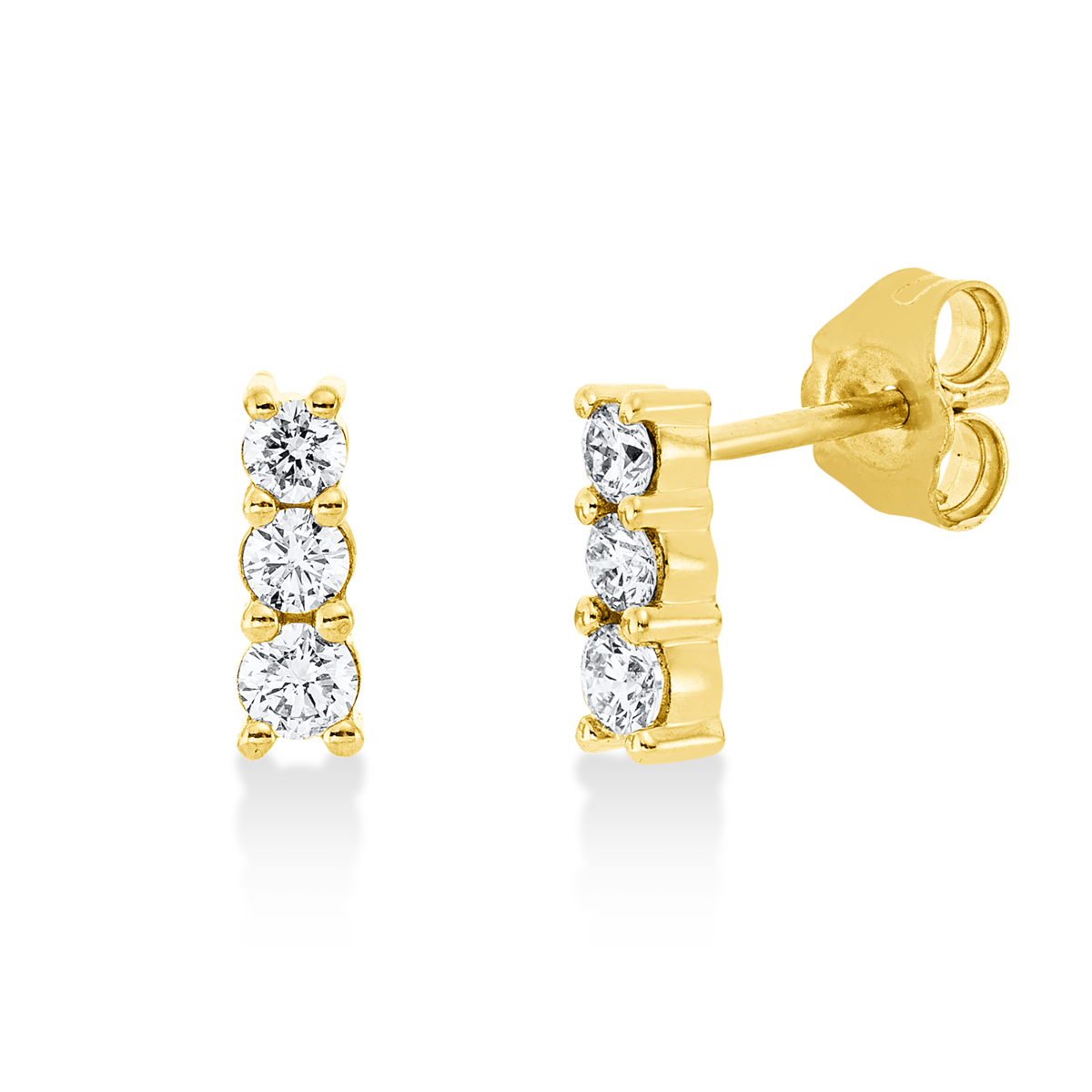 diamond full cut  modern woman studs in yellow gold