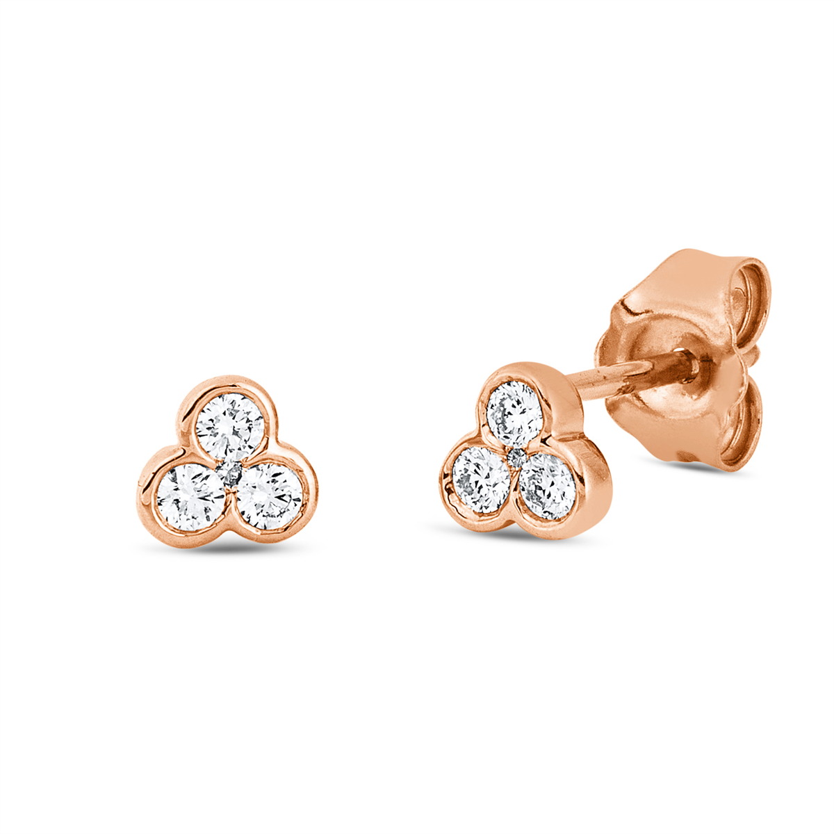 diamond full cut  modern woman studs in red gold