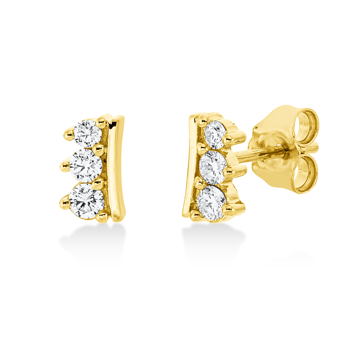 diamond full cut  modern woman studs in yellow gold