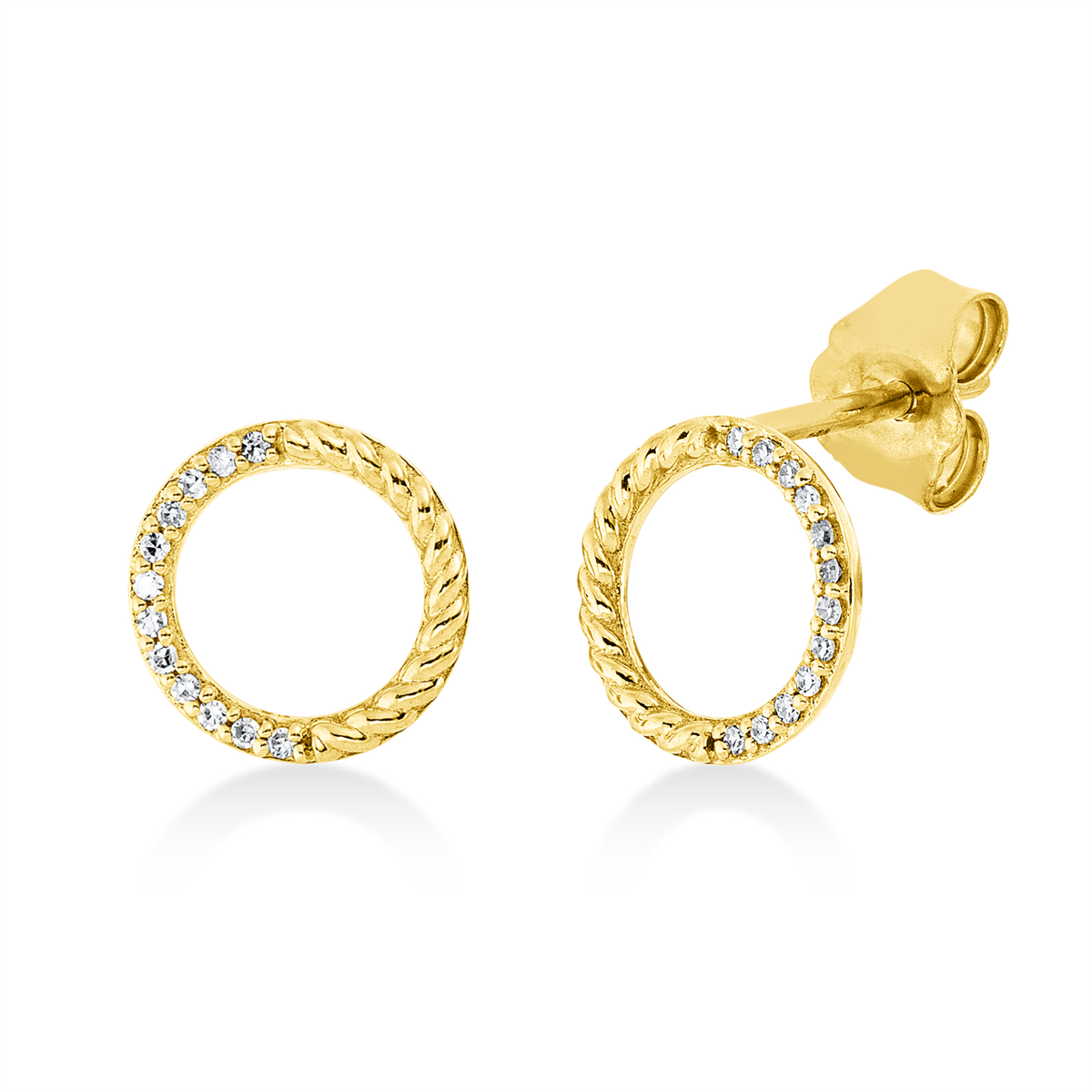 diamond single cut  modern woman studs in yellow gold