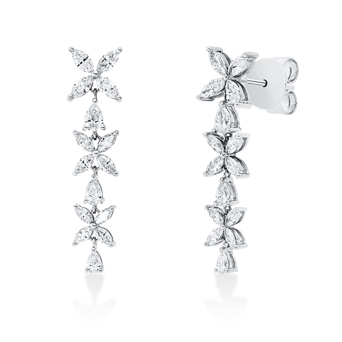 marquise  modern woman earrings in white gold