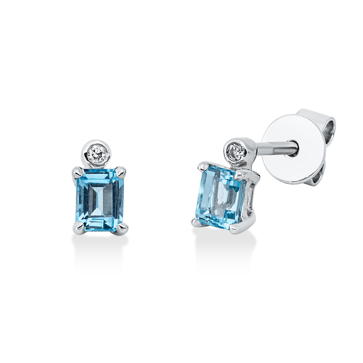diamond full cut topaz colored stone fashion studs in white gold