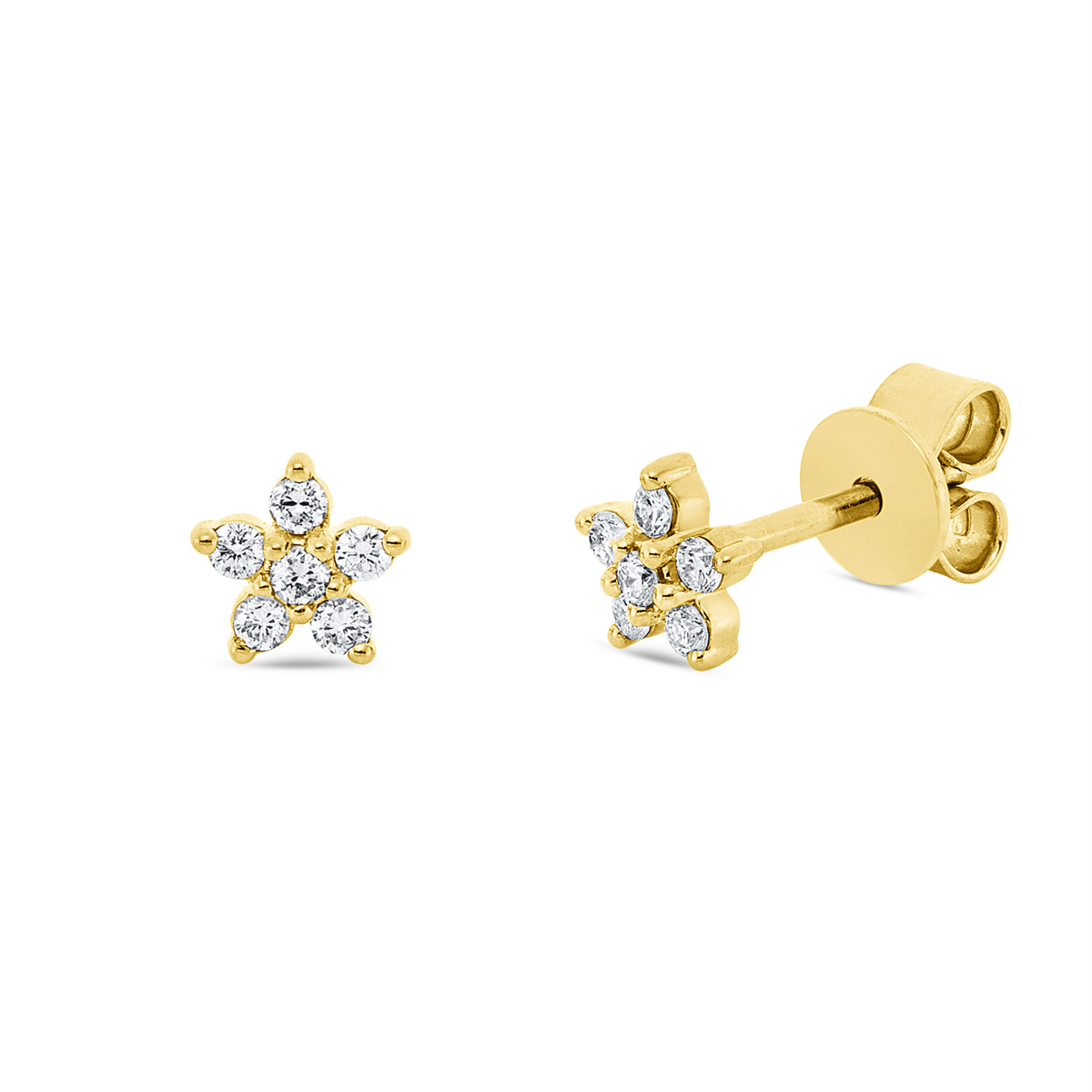diamond full cut  modern woman studs in yellow gold