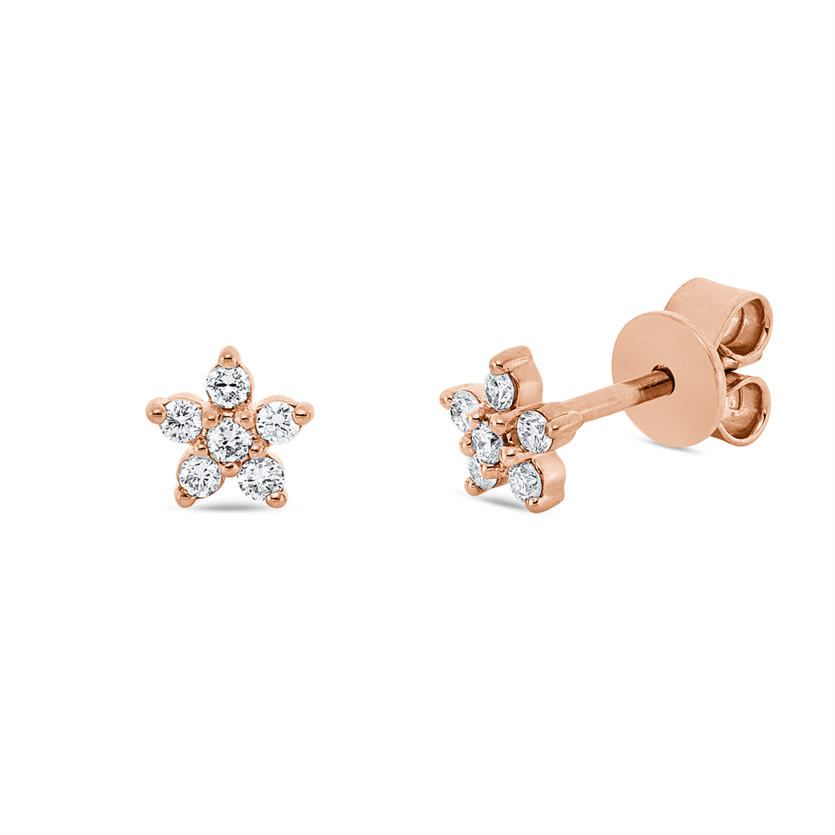 diamond full cut  modern woman studs in red gold