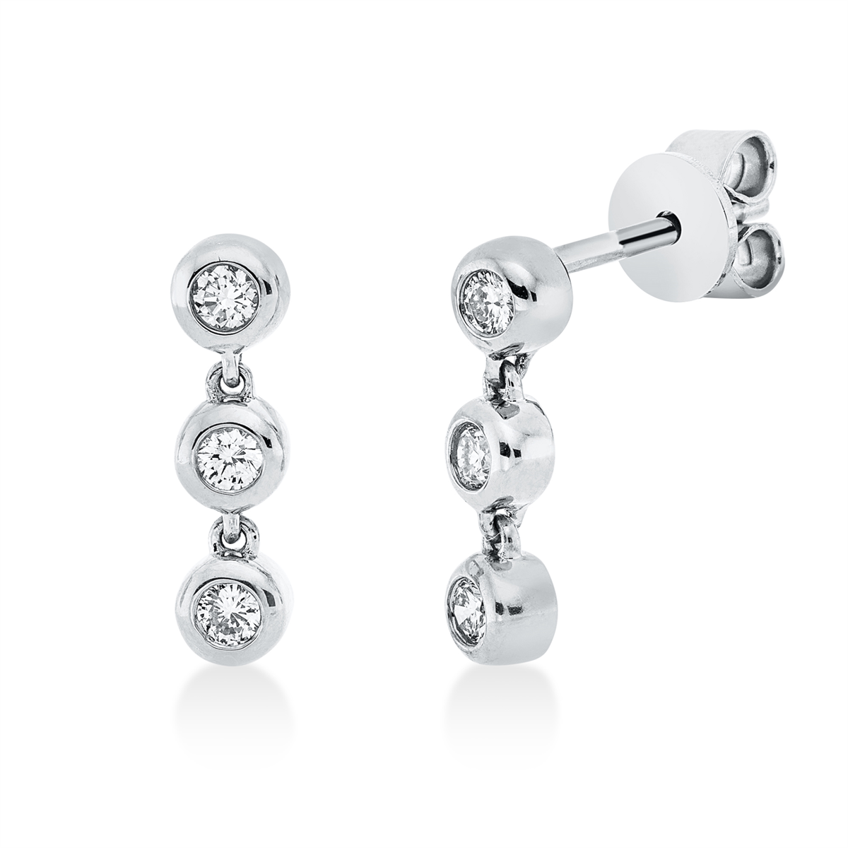 diamond full cut  modern woman studs in white gold