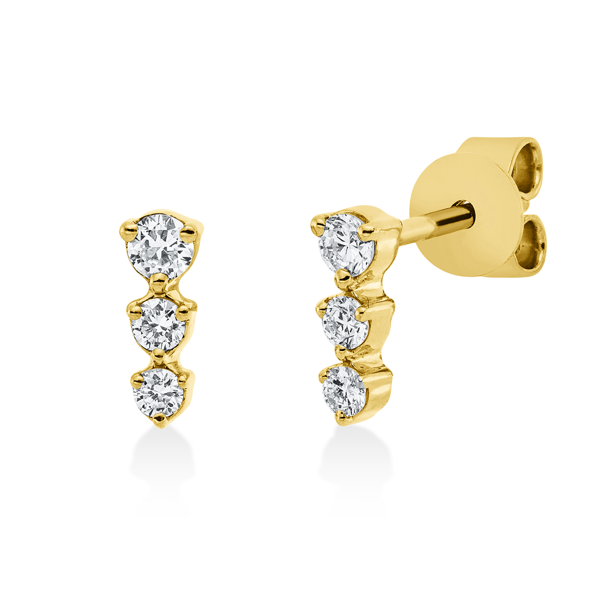 diamond full cut  modern woman studs in yellow gold