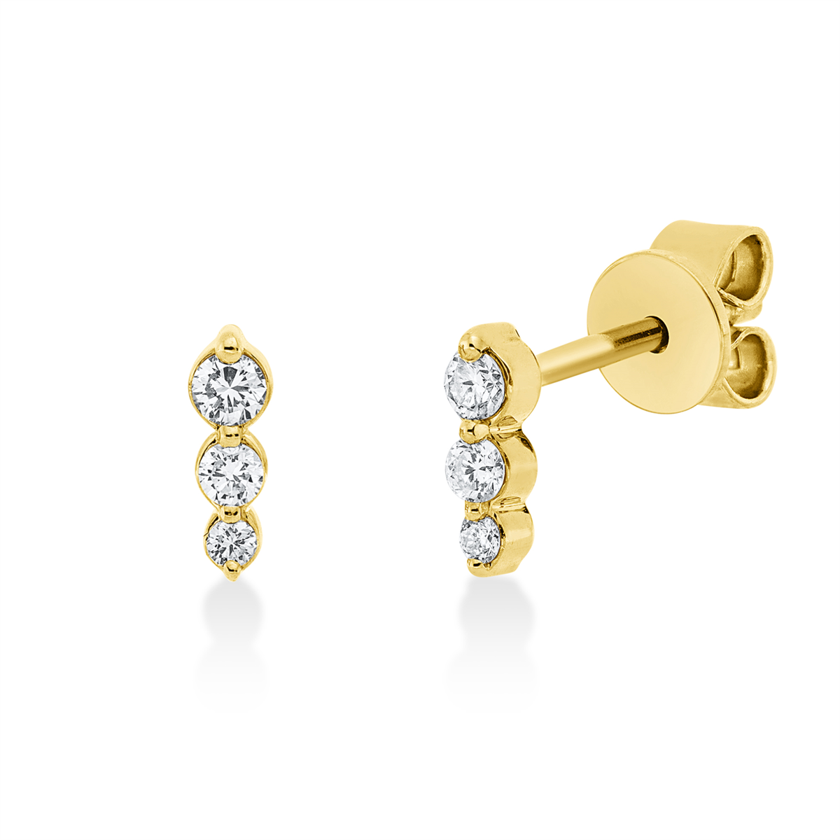 diamond full cut  modern woman studs in yellow gold