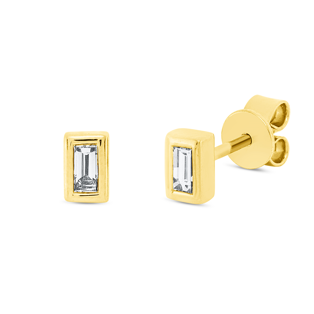 baguette  baguette studs in yellow gold