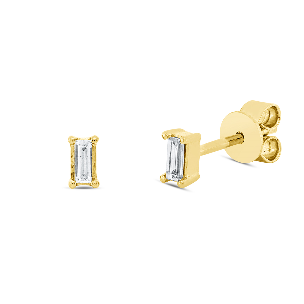baguette  baguette studs in yellow gold