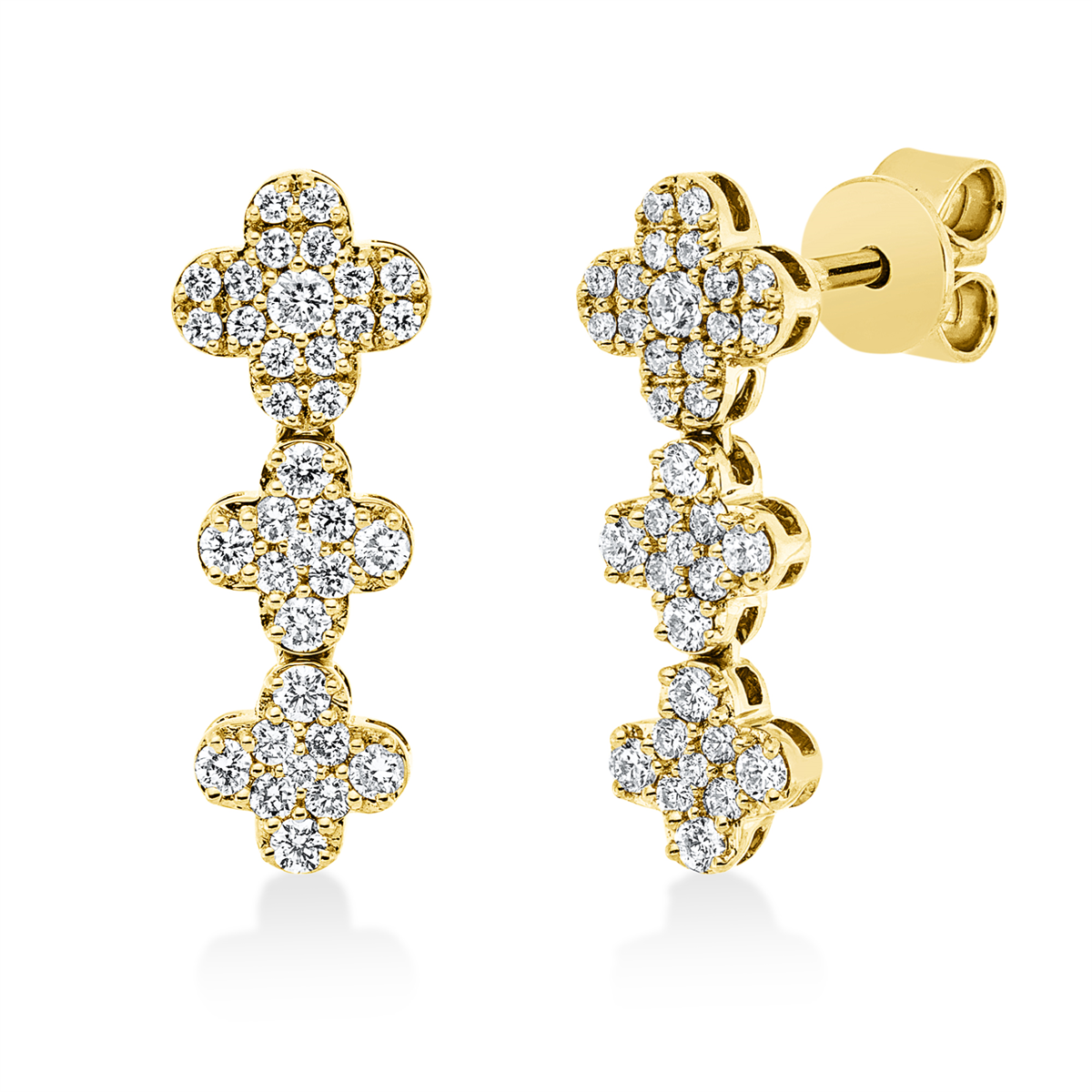 diamond full cut  modern woman studs in yellow gold