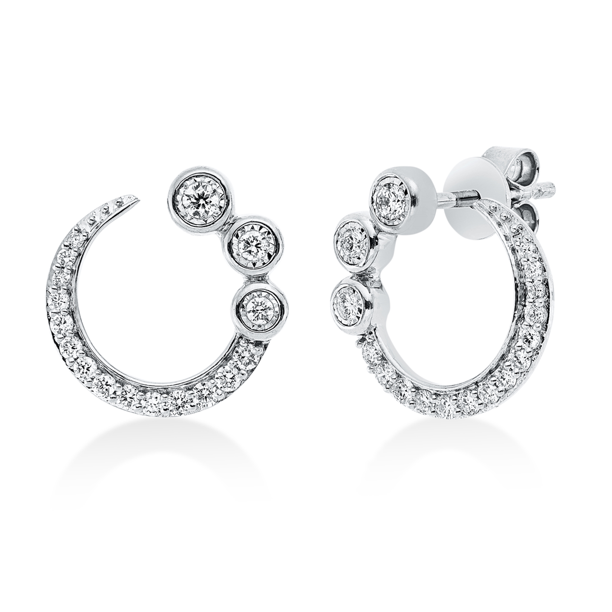 diamond full cut  modern woman studs in white gold