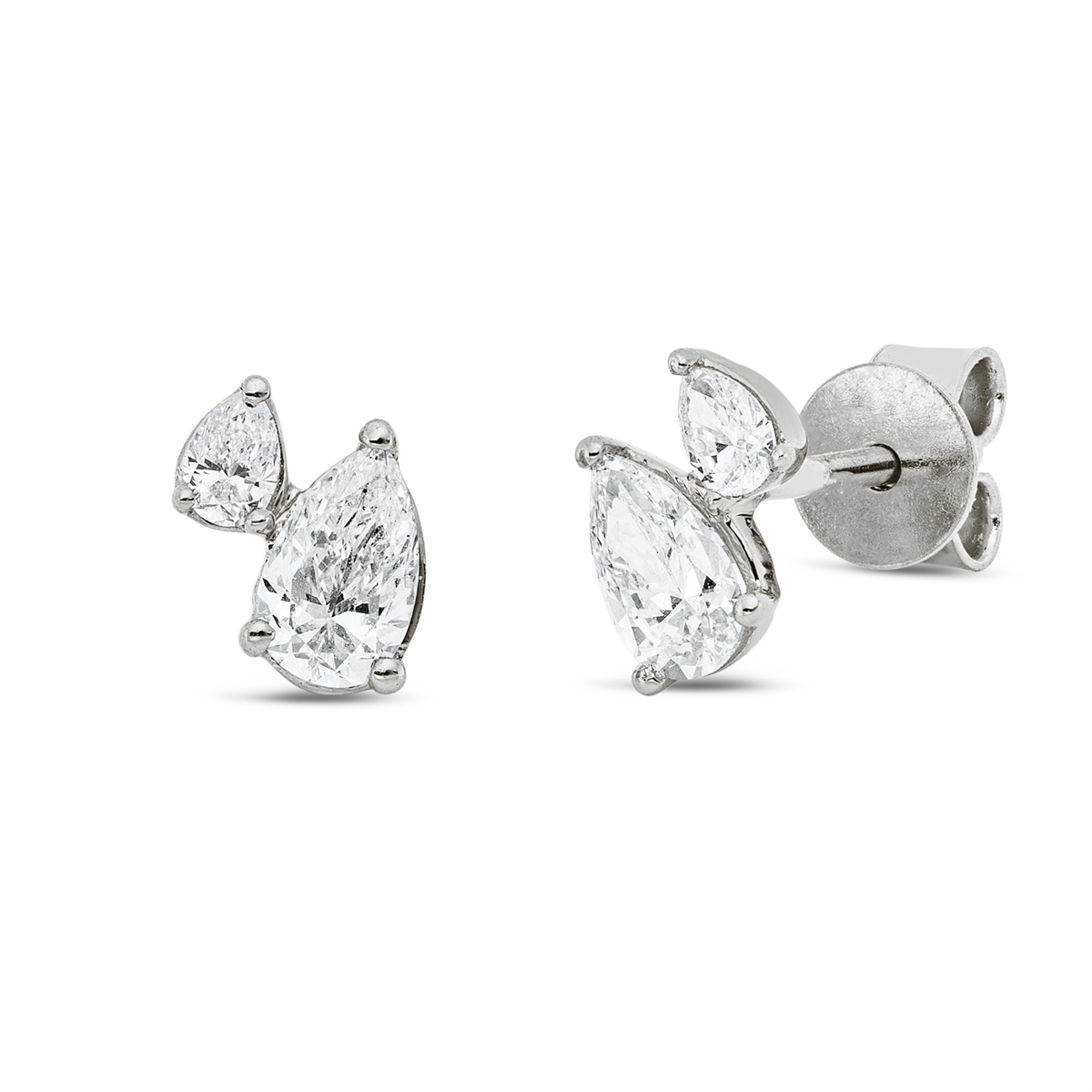 pear shape  multi-stone studs in white gold