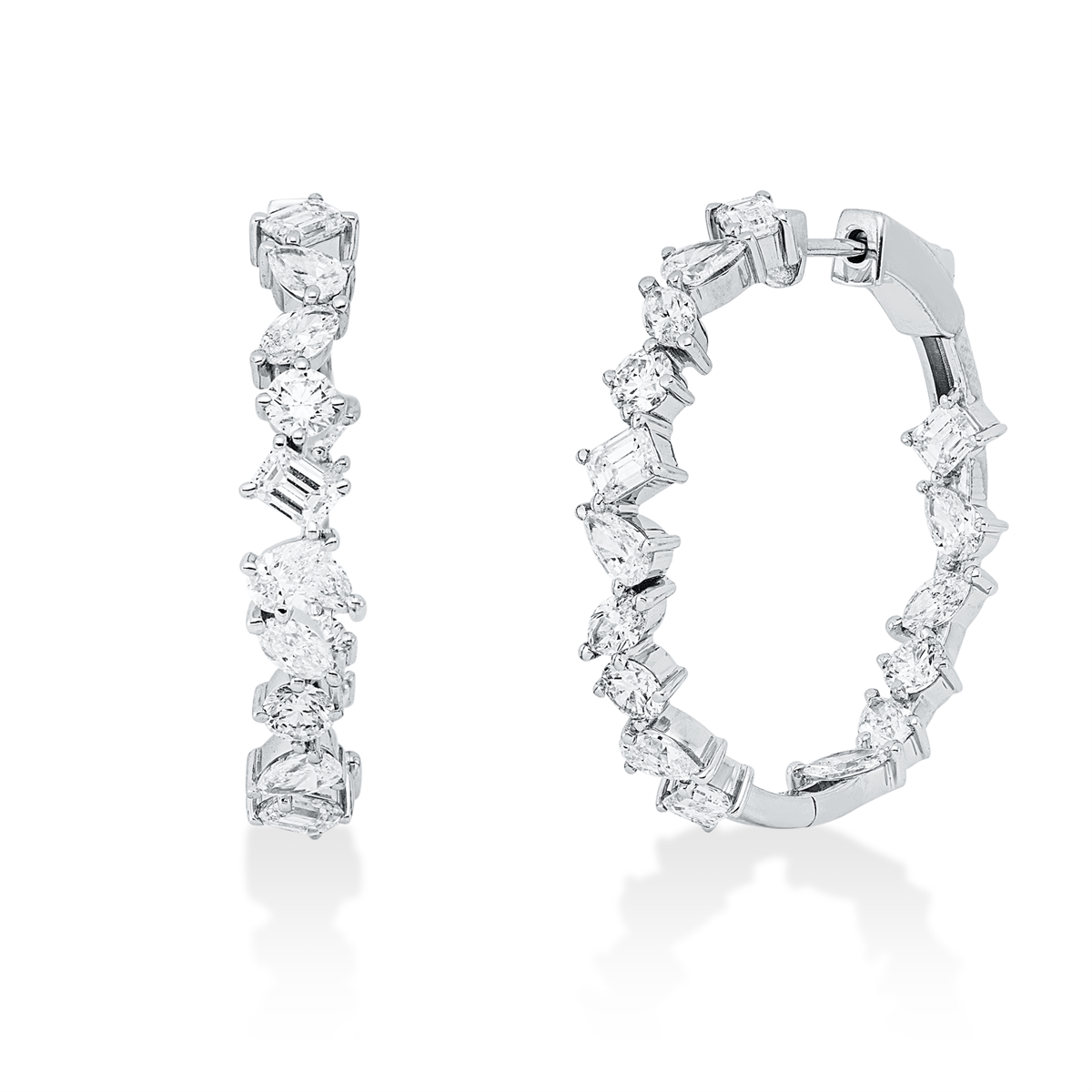 diamond full cut  exclusive hoops & huggies in white gold