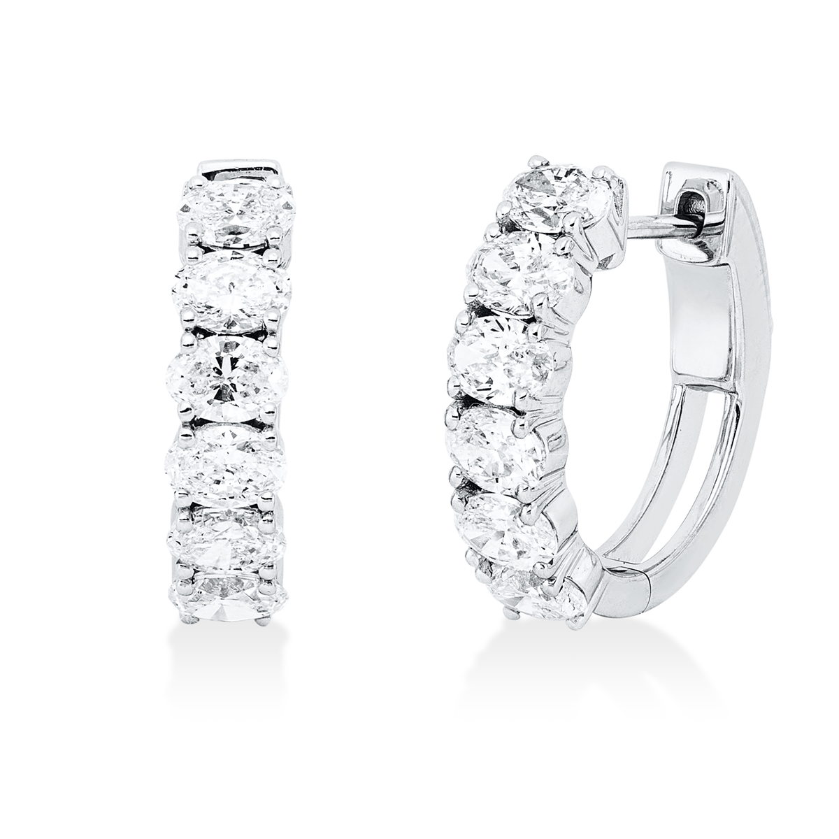 oval  modern woman hoops & huggies in white gold