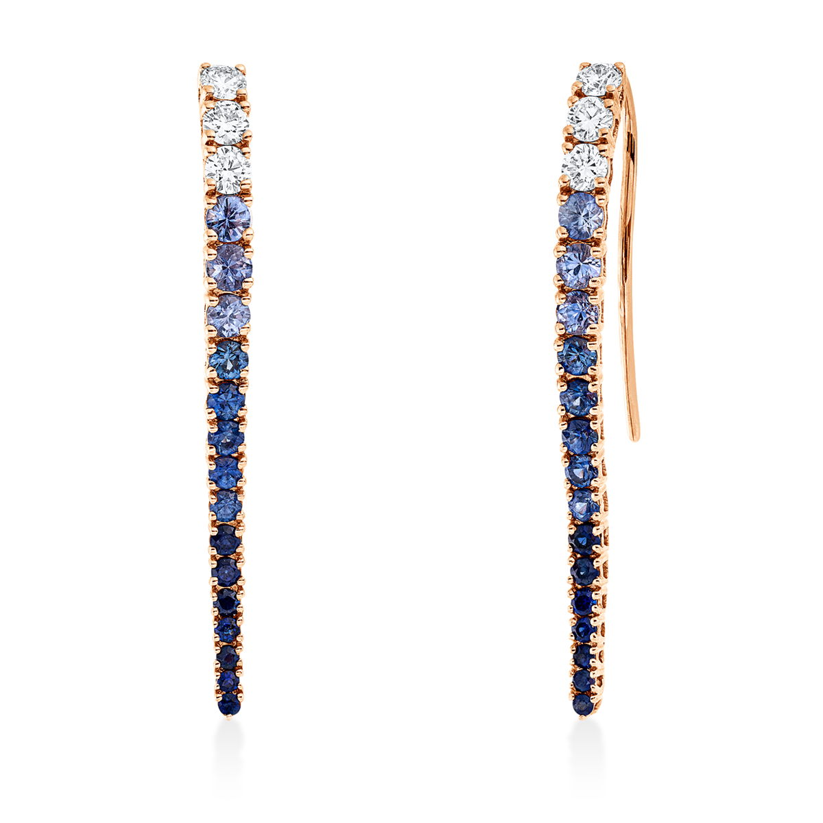 diamond full cut sapphire colored stone classic earrings in red gold