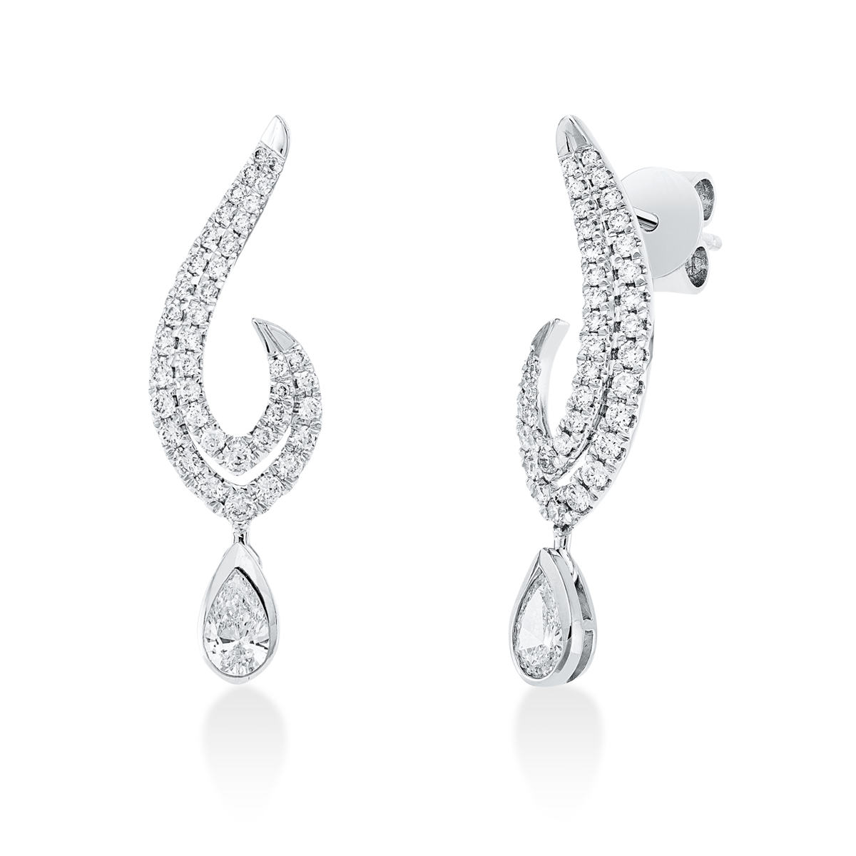 diamond full cut  modern woman earrings in white gold