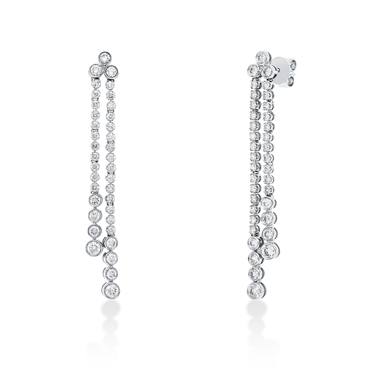 diamond full cut  modern woman earrings in white gold