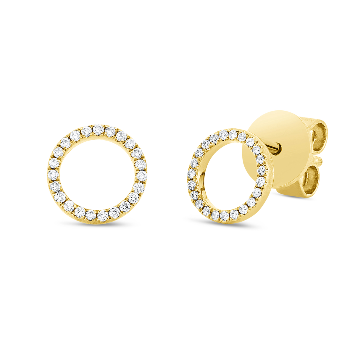 diamond full cut  modern woman studs in yellow gold