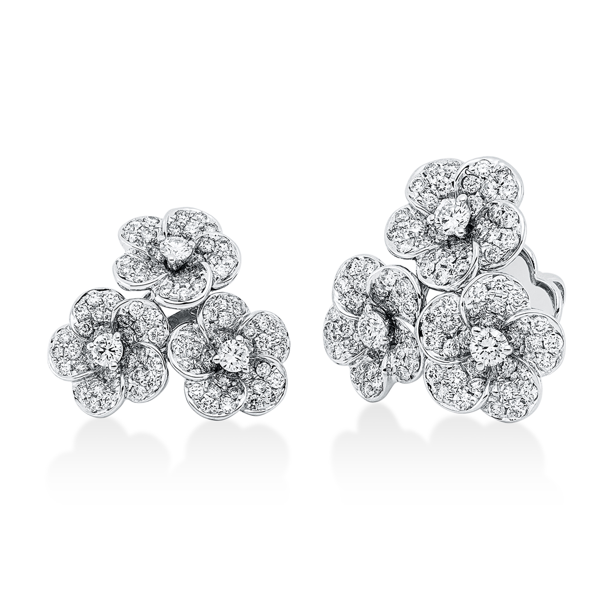 diamond full cut  multi-stone studs in white gold