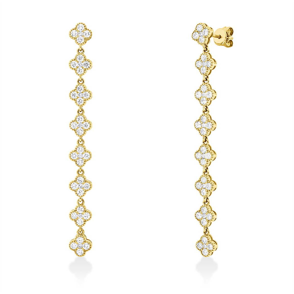 diamond full cut  multi-stone earrings in yellow gold