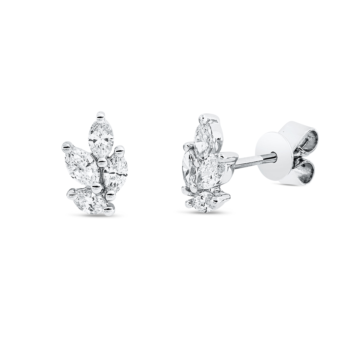 marquise  modern woman studs in white gold