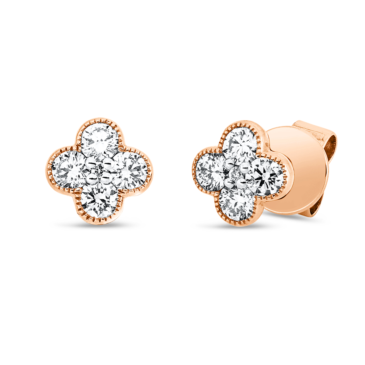diamond full cut  modern woman studs in red gold