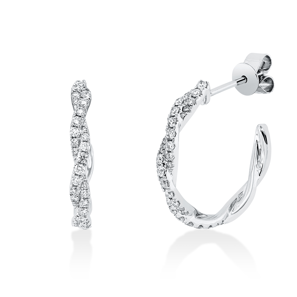 diamond full cut  modern woman hoops & huggies in white gold