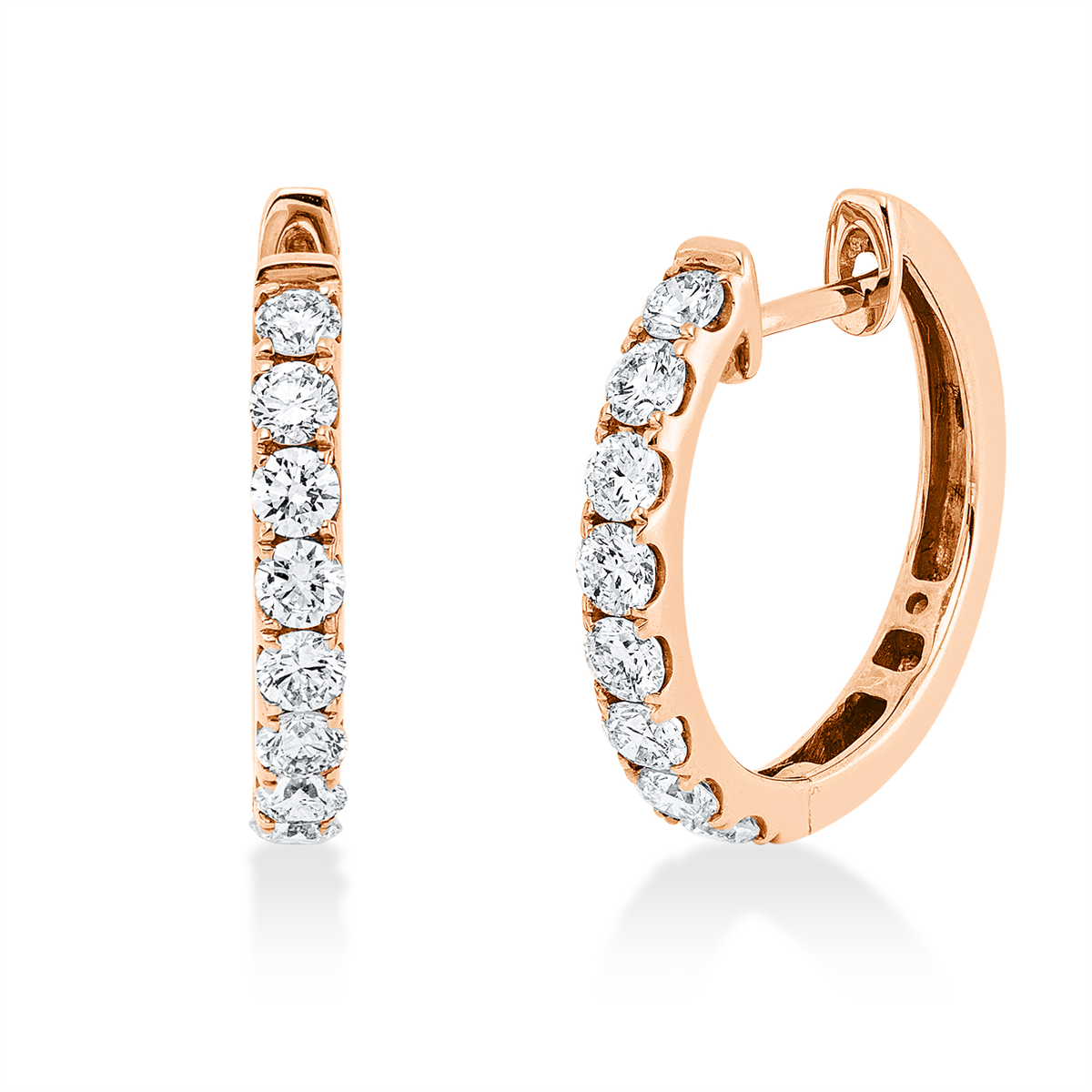 diamond full cut  modern woman hoops & huggies in red gold