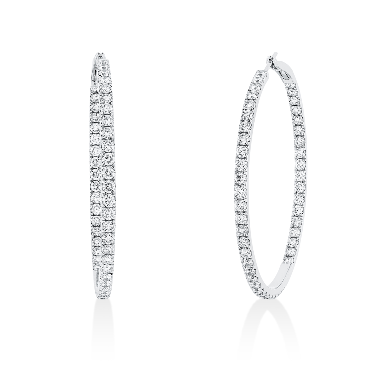 diamond full cut  exclusive hoops & huggies in white gold
