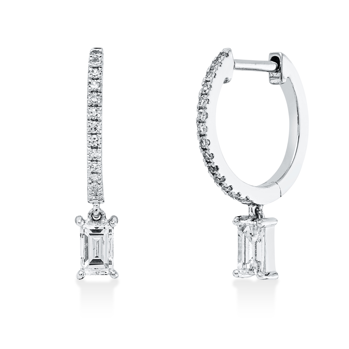 diamond single cut  modern woman hoops & huggies in white gold