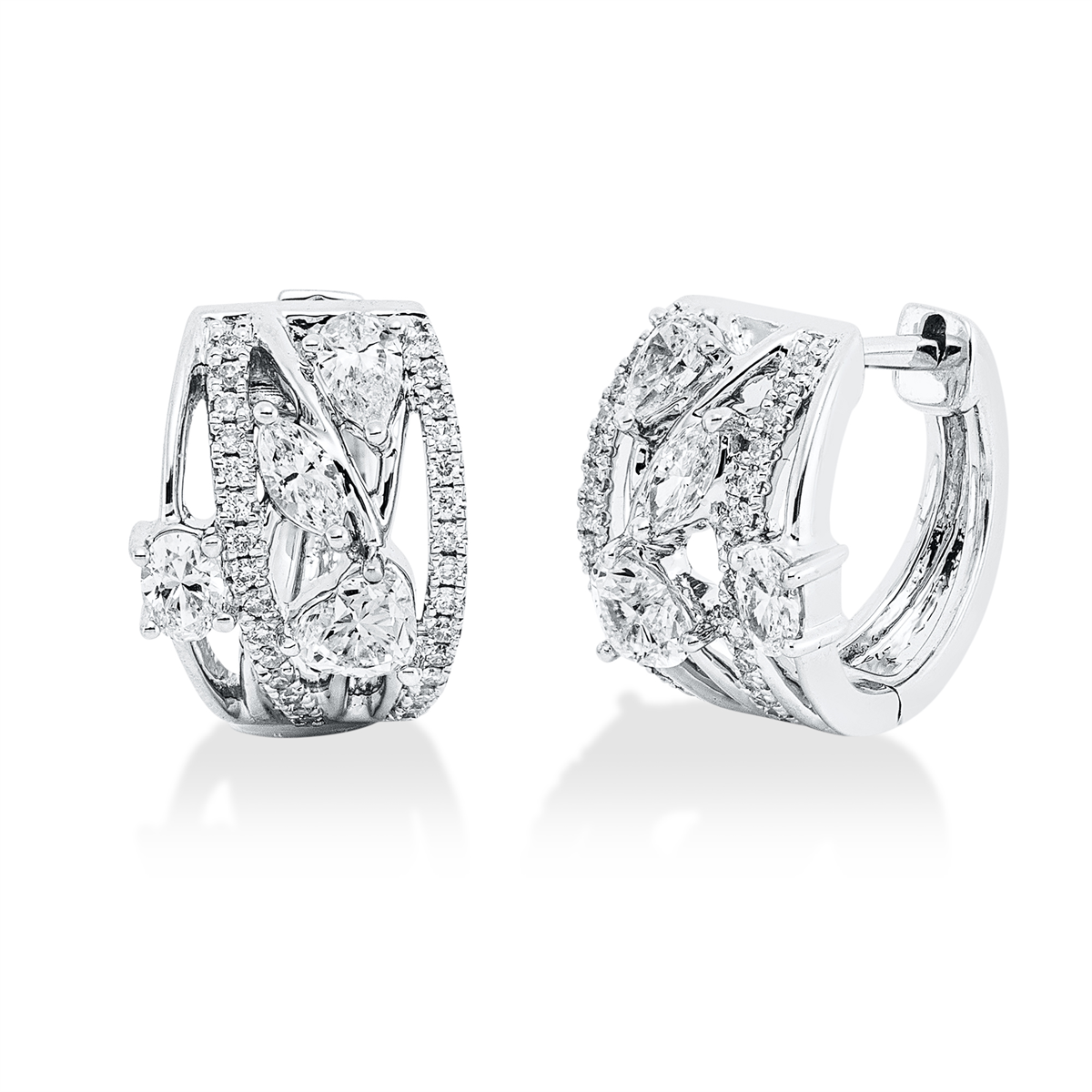 fantasy-cut  exclusive hoops & huggies in white gold