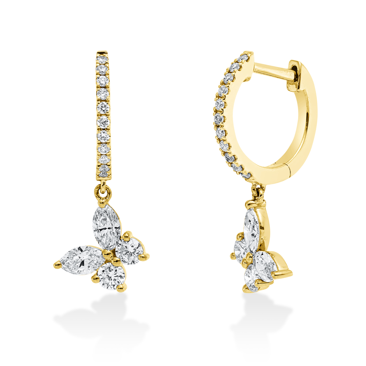 fantasy-cut  modern woman hoops & huggies in yellow gold