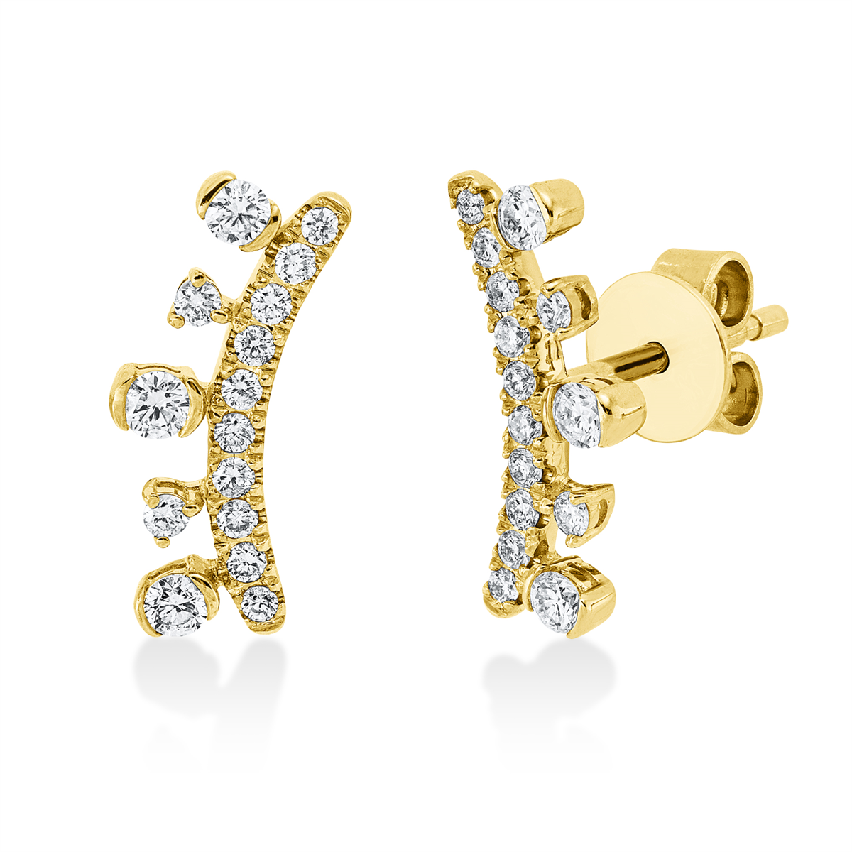 diamond full cut  modern woman earrings in yellow gold