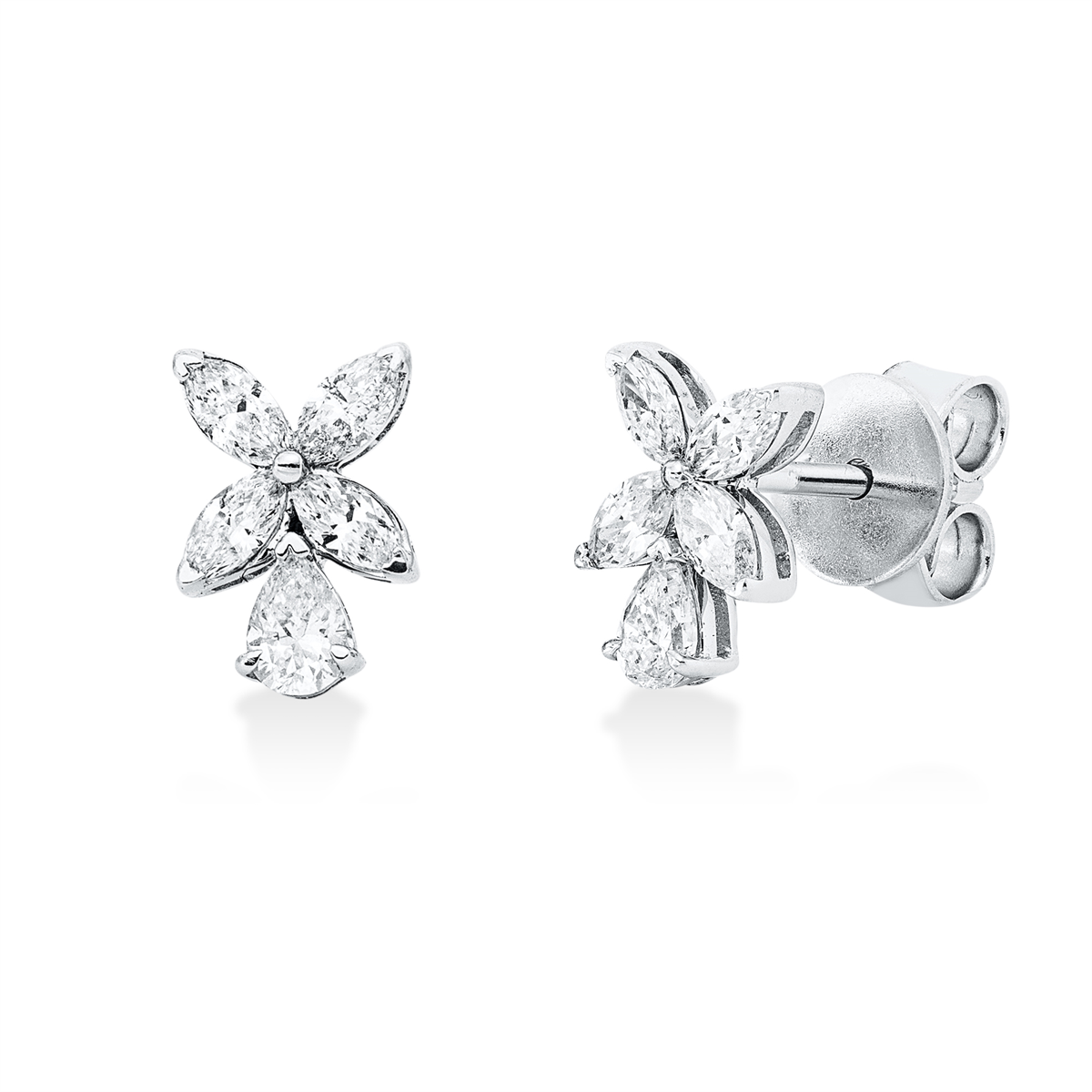 marquise  modern woman earrings in white gold