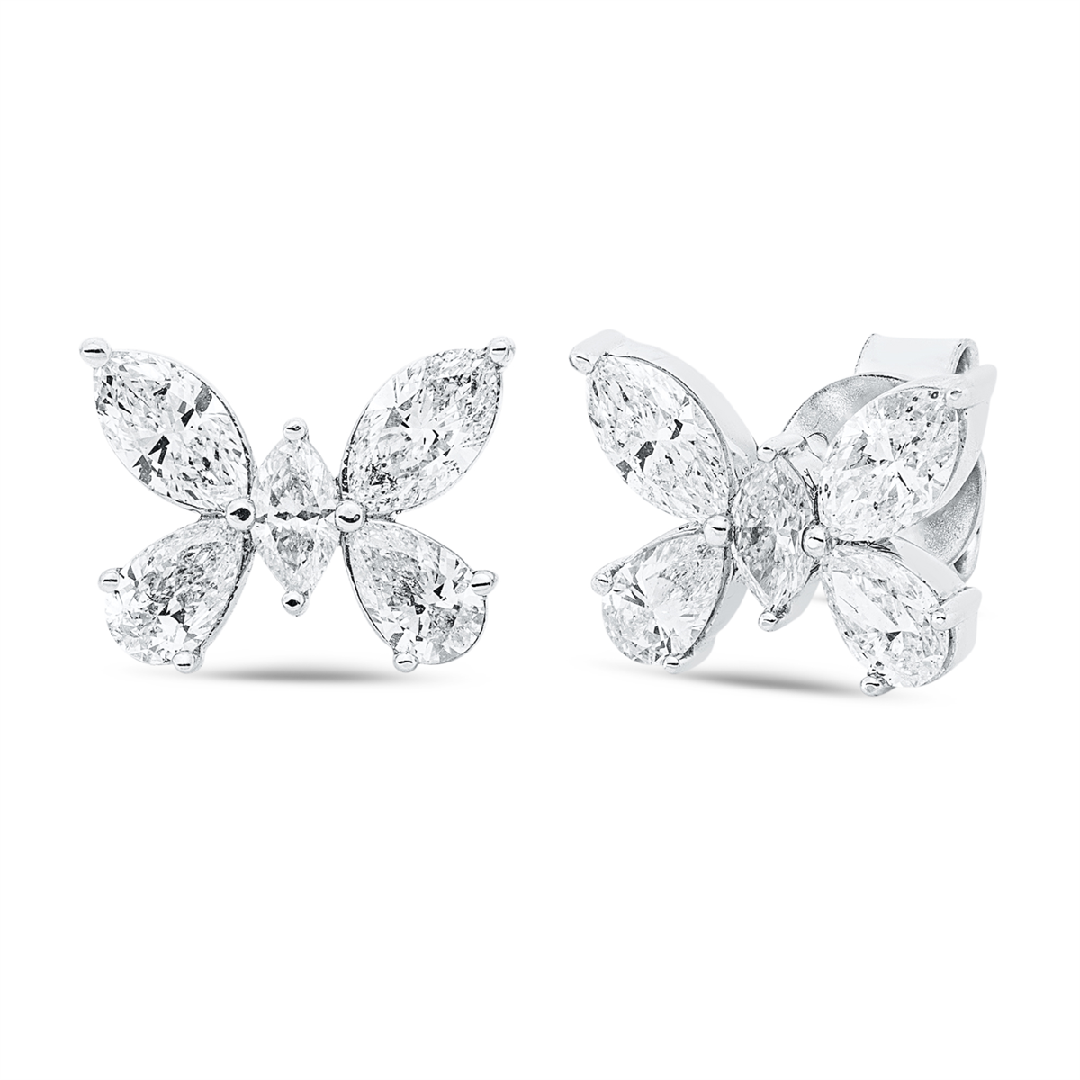 pear shape  animal studs in white gold