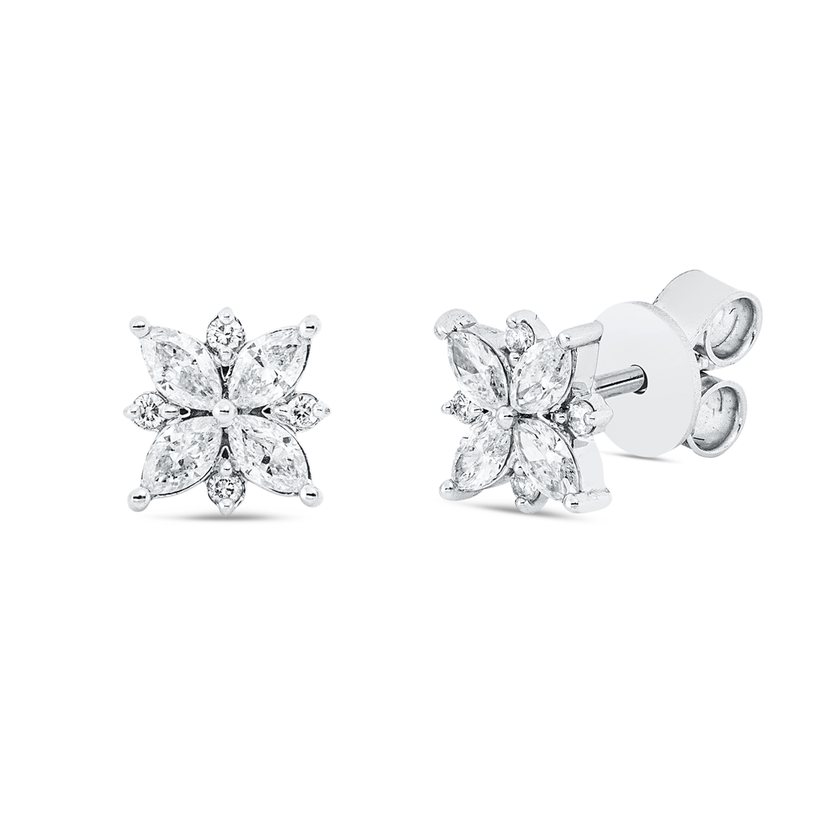diamond full cut  modern woman studs in white gold
